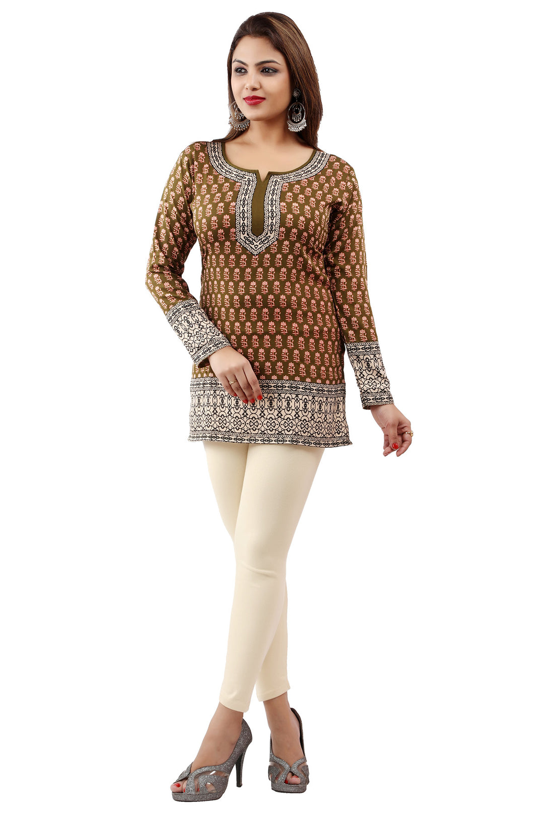 Green short kurti for women