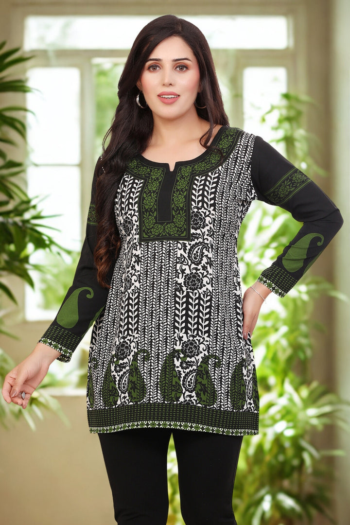 Short Kurtis for Women Online Elegant Black Tunic Tops from India