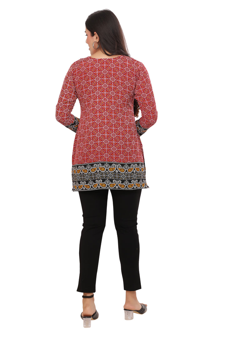 Chic Fashion Kurta India - Elegant Red Short Kurti for Women