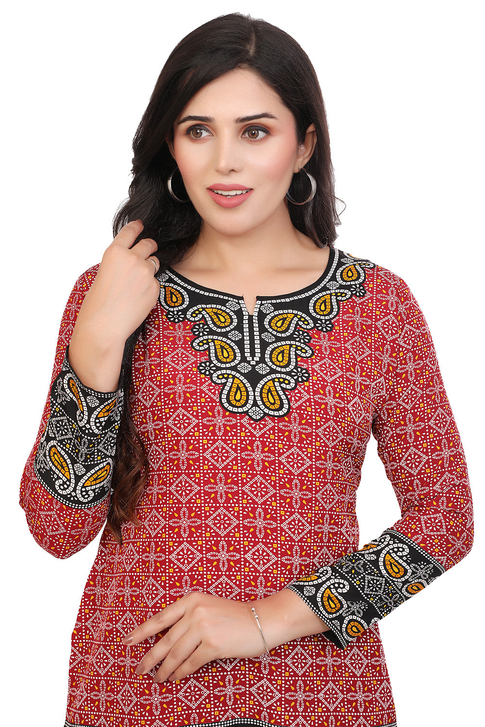 Chic Fashion Kurta India - Elegant Red Short Kurti for Women