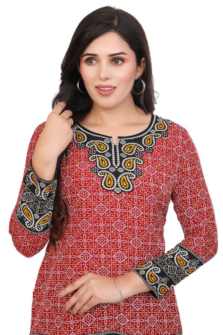 Chic Fashion Kurta India - Elegant Red Short Kurti for Women