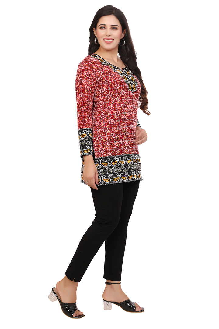 Chic Fashion Kurta India - Elegant Red Short Kurti for Women
