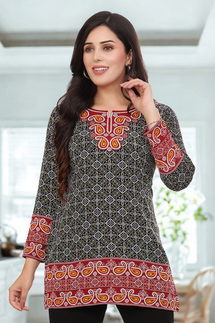 Elegant Fashion Kurti India - Black Short Kurti for Women