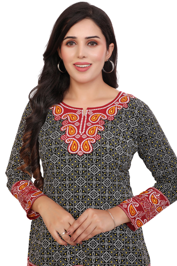 Elegant Fashion Kurti India - Black Short Kurti for Women