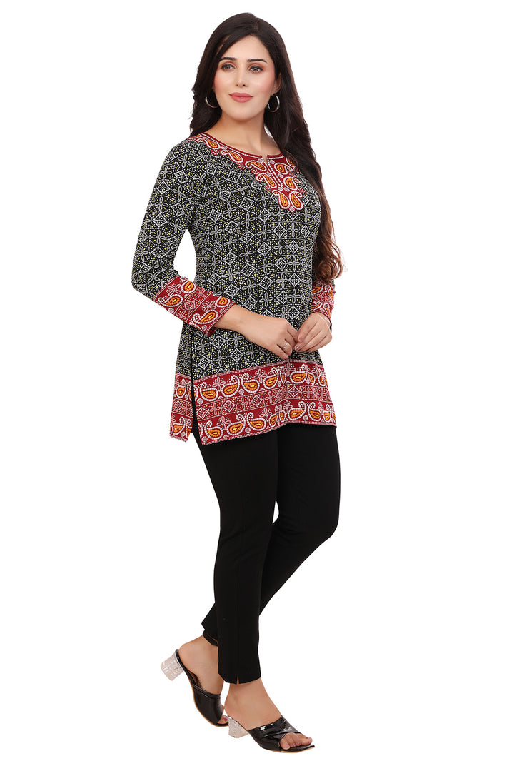 Elegant Fashion Kurti India - Black Short Kurti for Women