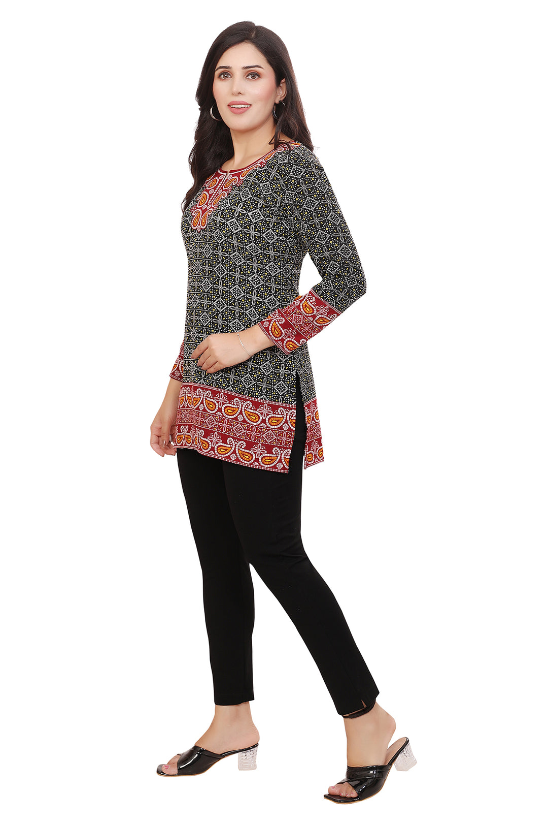 Elegant Fashion Kurti India - Black Short Kurti for Women