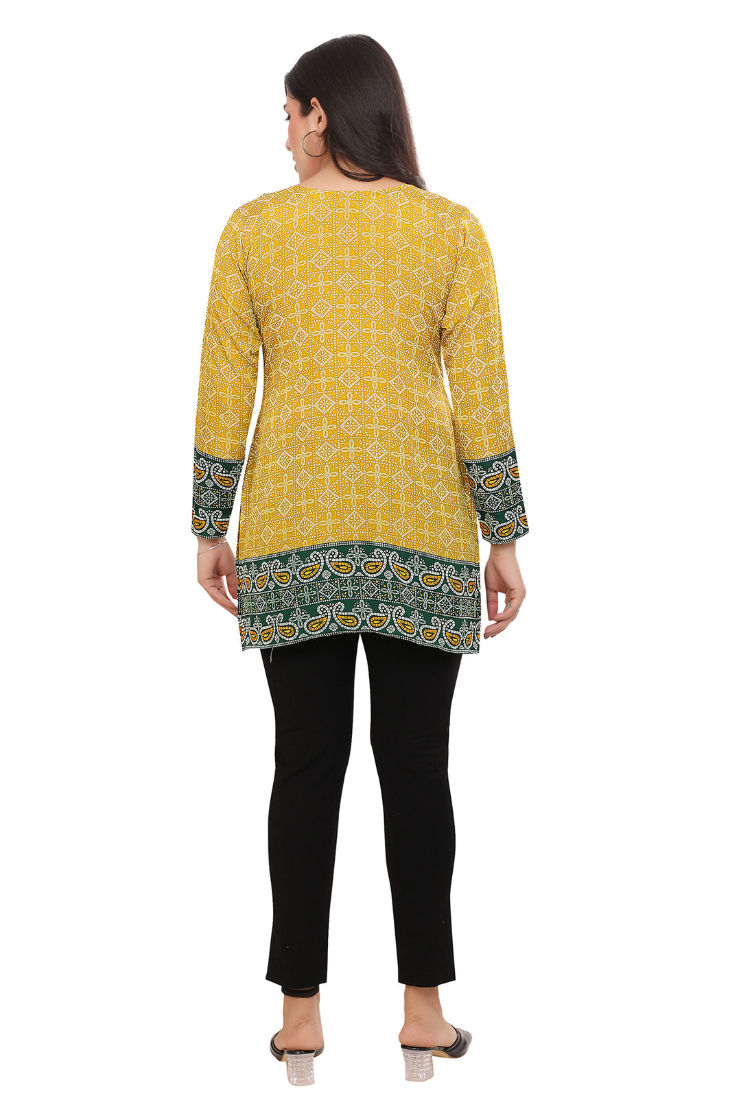 Elegant Indian Ethnic Kurta - Gold Short Kurti for Women