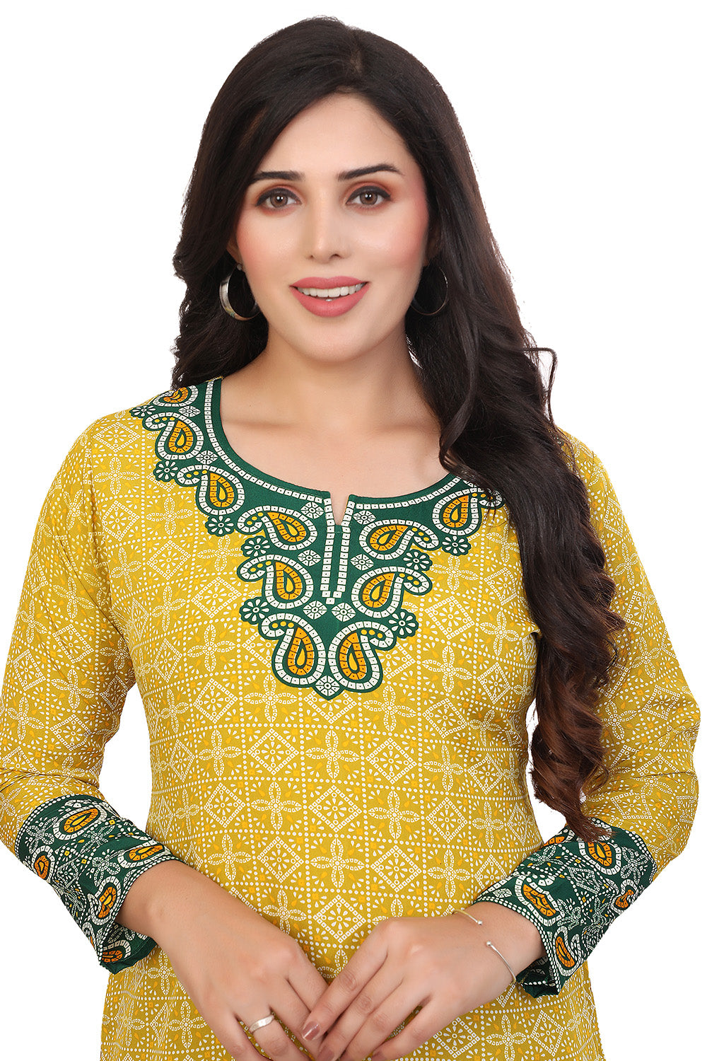 Elegant Indian Ethnic Kurta - Gold Short Kurti for Women