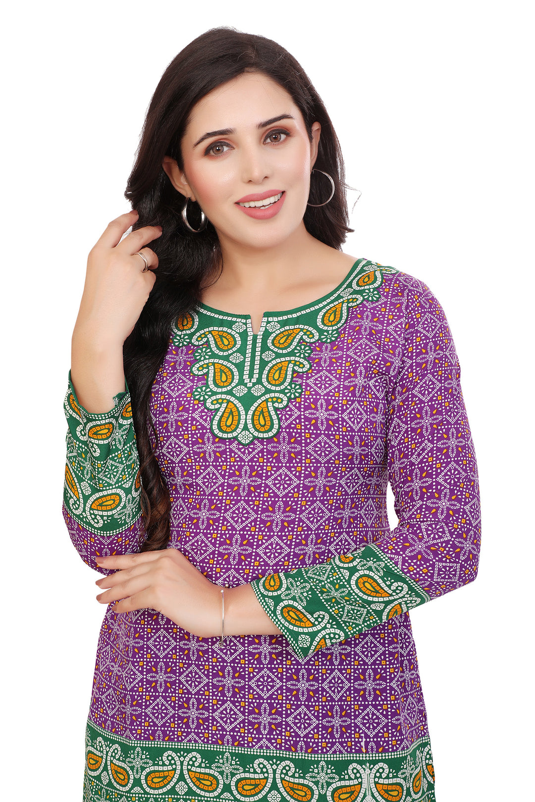Beautiful Indian Ethnic Kurta - Purple Short Kurti for Women