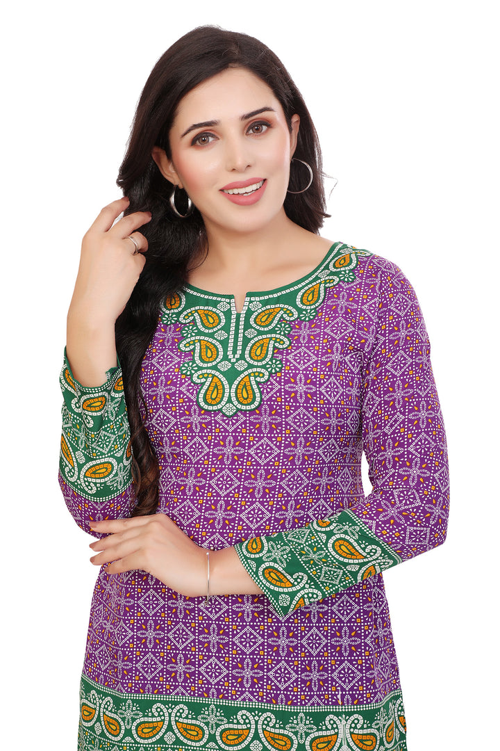 Beautiful Indian Ethnic Kurta - Purple Short Kurti for Women