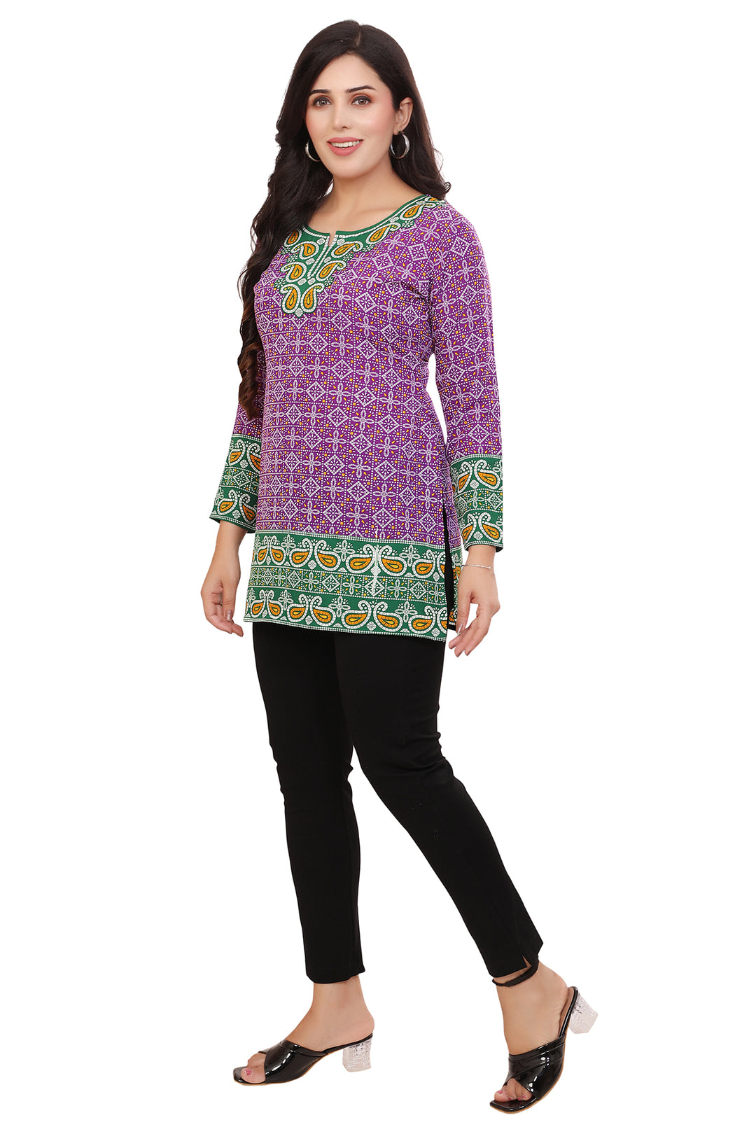 Beautiful Indian Ethnic Kurta - Purple Short Kurti for Women