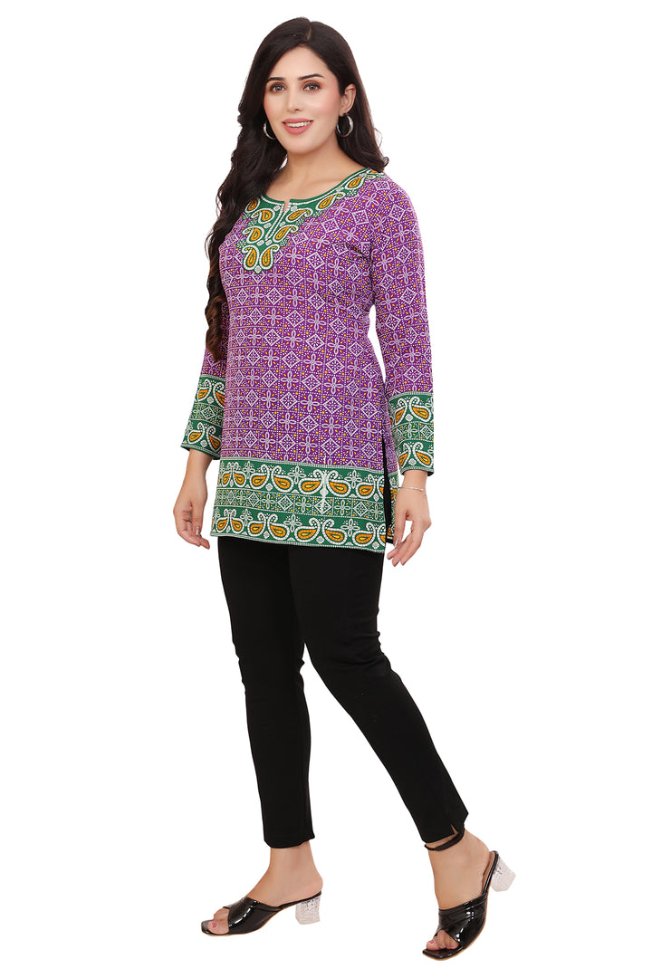 Beautiful Indian Ethnic Kurta - Purple Short Kurti for Women