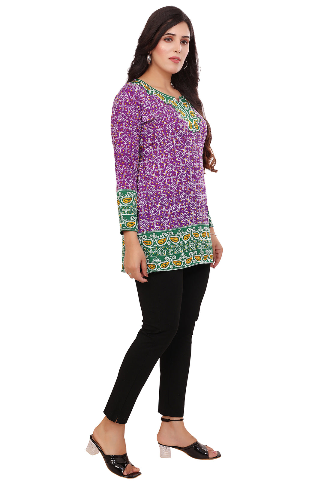 Beautiful Indian Ethnic Kurta - Purple Short Kurti for Women
