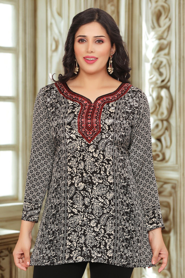 Elegant Black Indian Kurta - Modern Ethnic Wear for Women