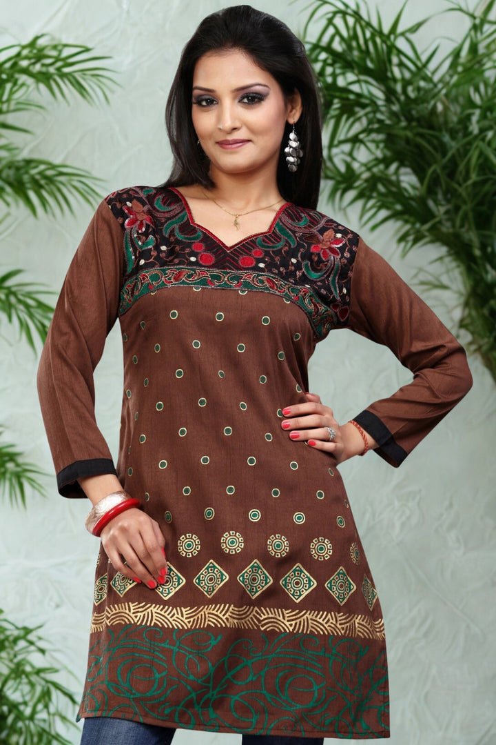 Elegant Brown Short Kurti for Women - Buy Indian Kurtis Online