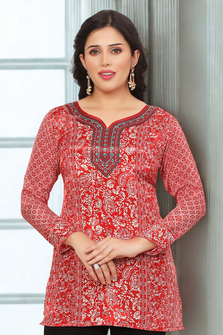 Elegant Red Indian Kurta - Trendy Ethnic Wear Online