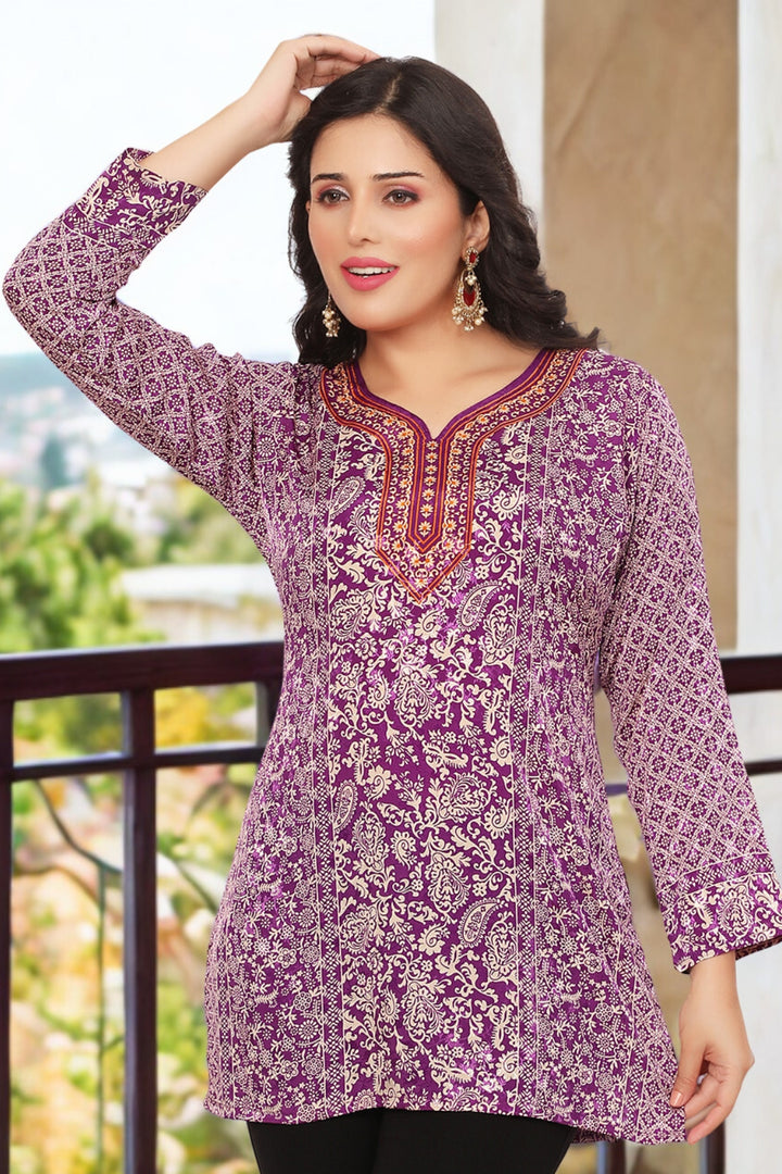 Trendy Purple Indian Kurti - Buy Indian Kurtis Online