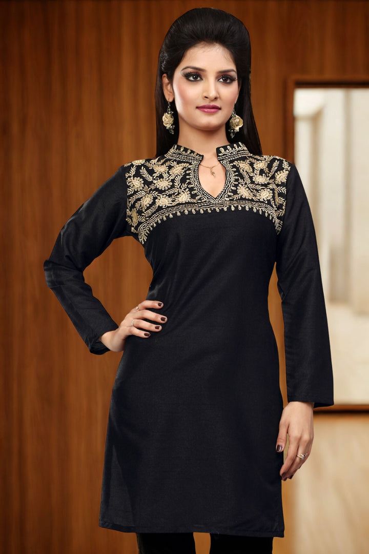 Elegant Black Indian Tunic Top – Stylish Short Kurti for Women