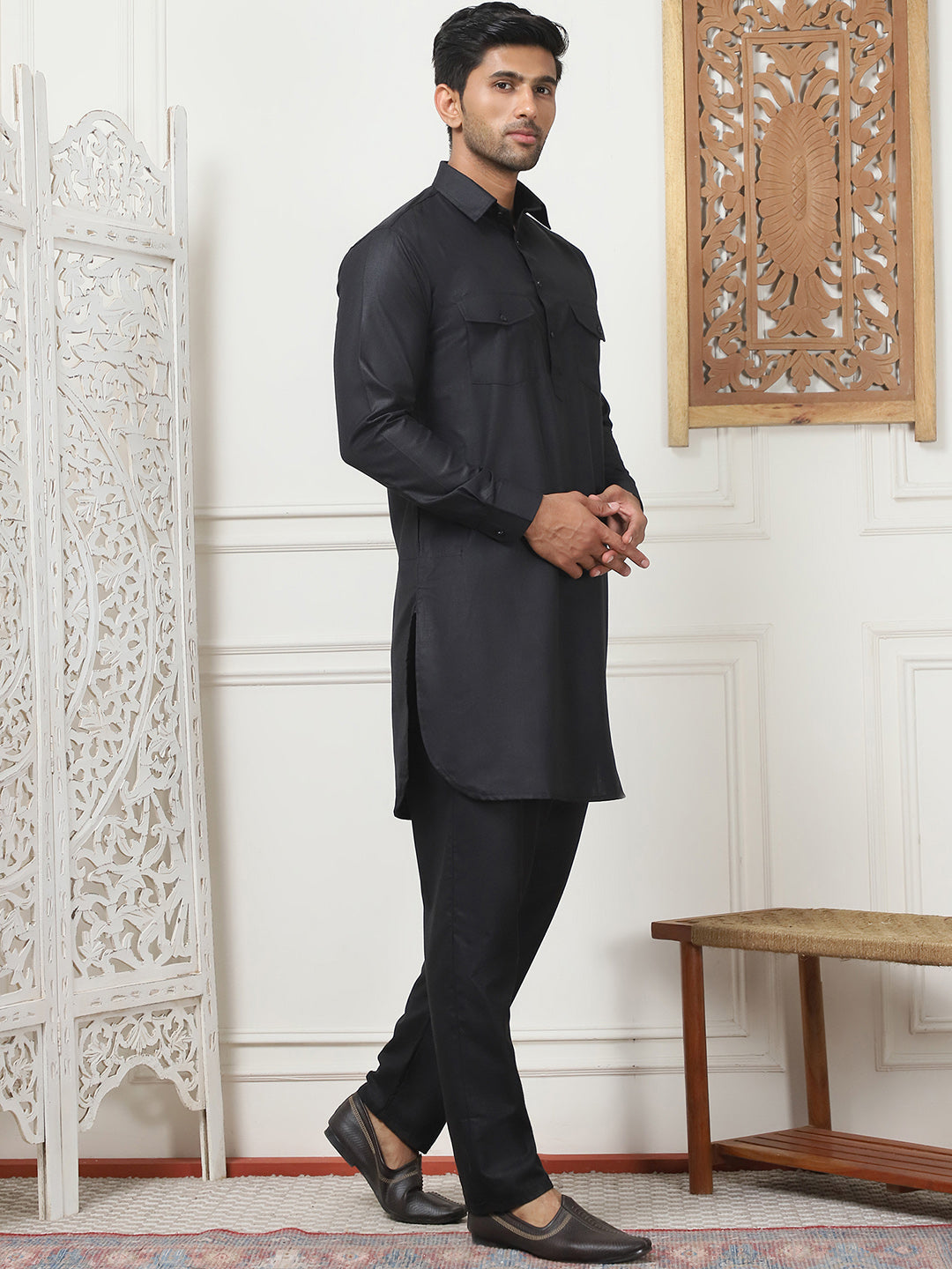 black punjabi dress Black Embroidered Punjabi Suit