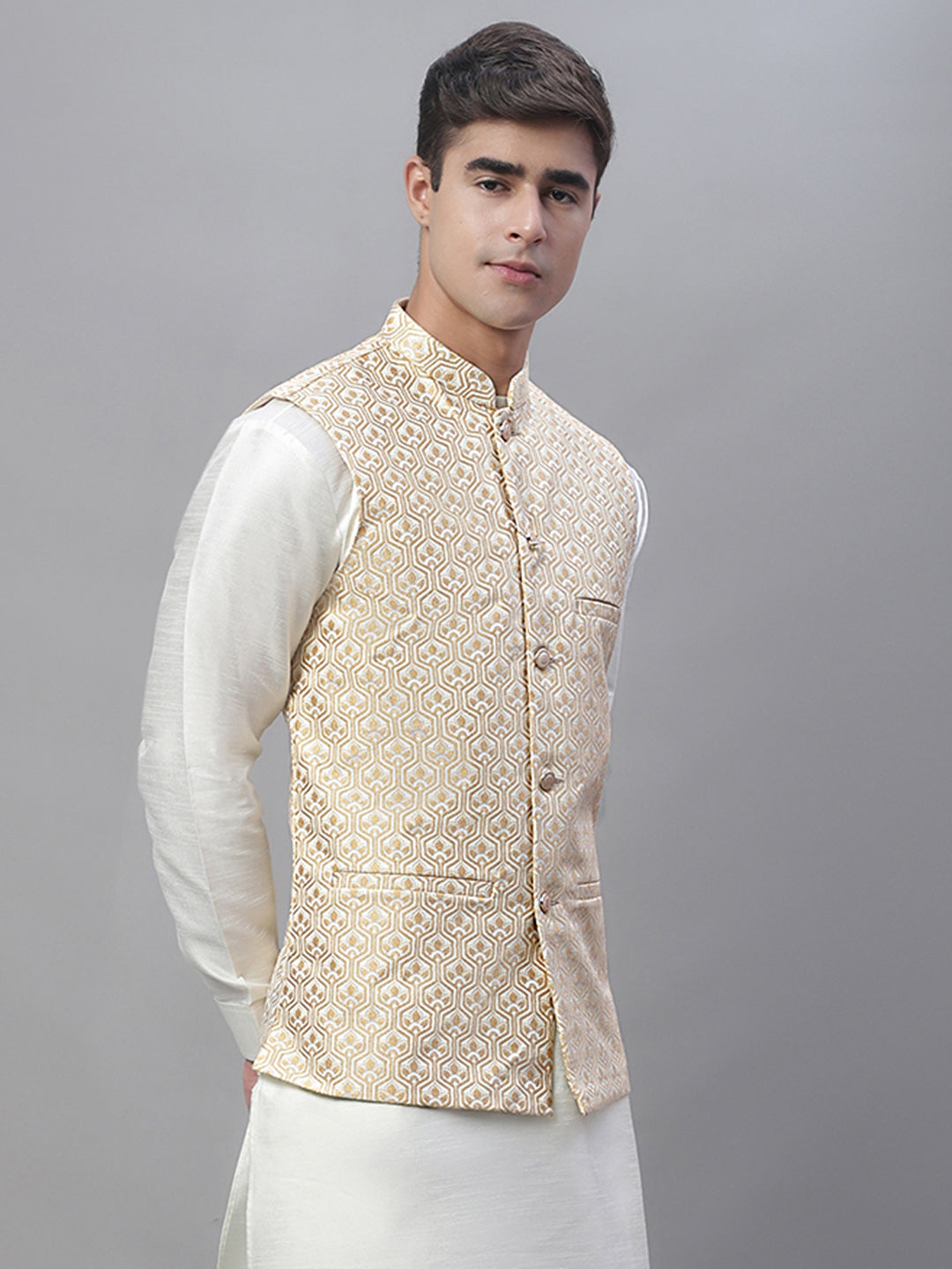 Cream Nehru Jacket for men