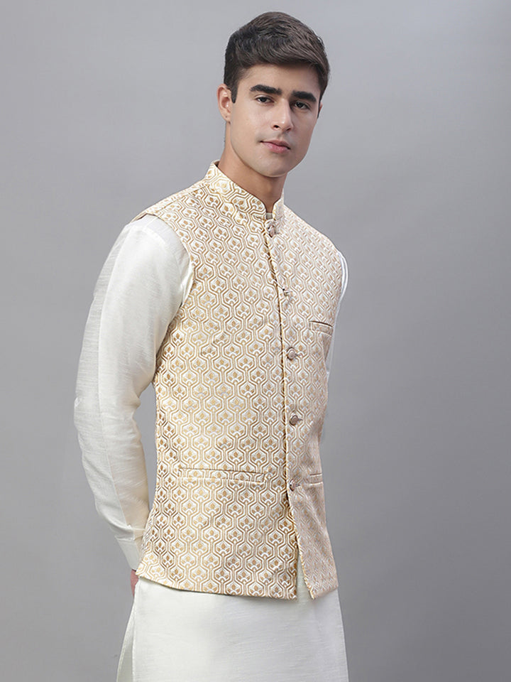 Cream Nehru Jacket for men