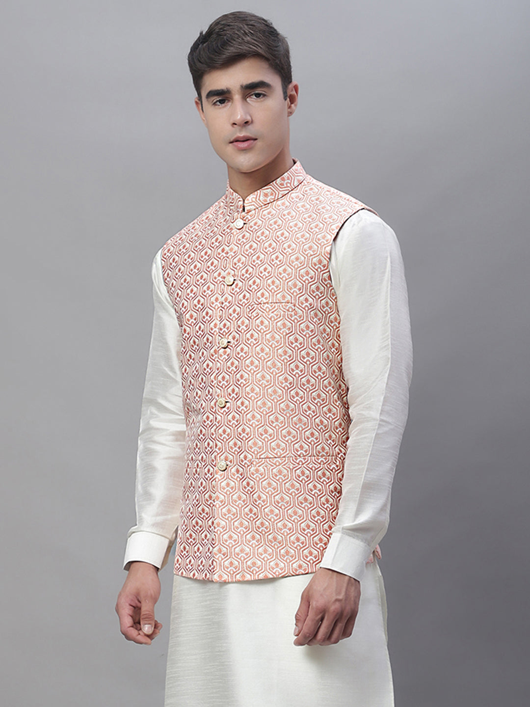 Peach Indian Waistcoat for men