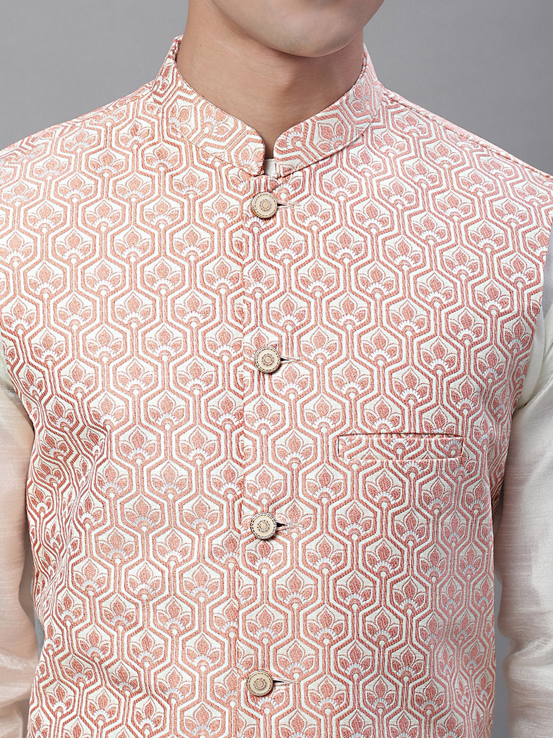 Peach Indian Waistcoat for Men