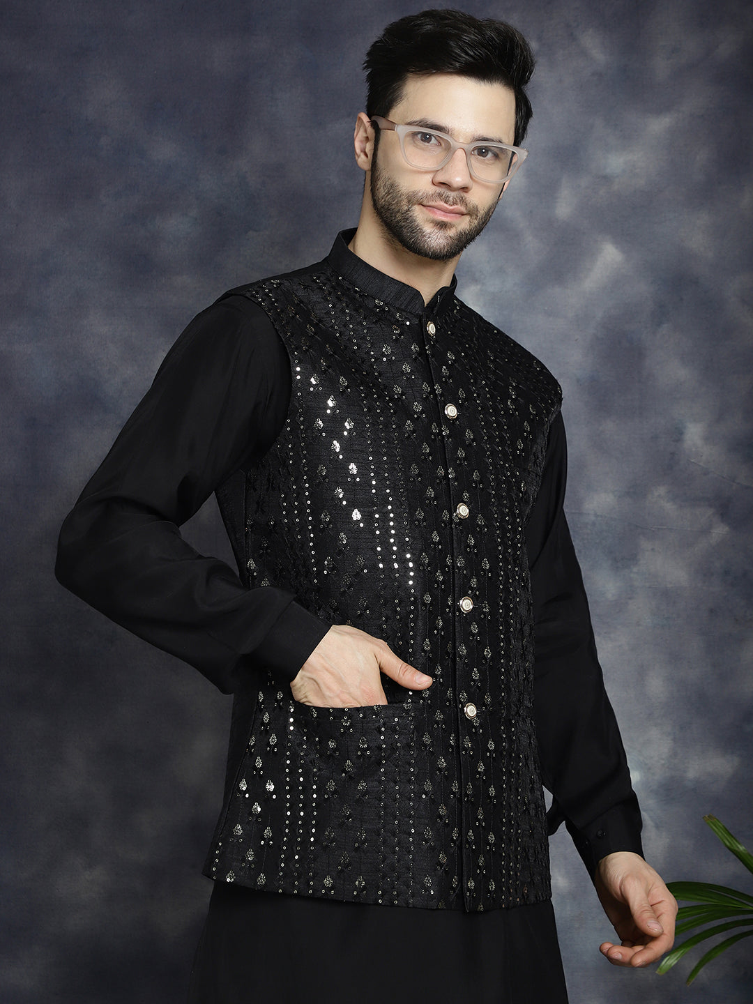 Black Nehru Jacket for men