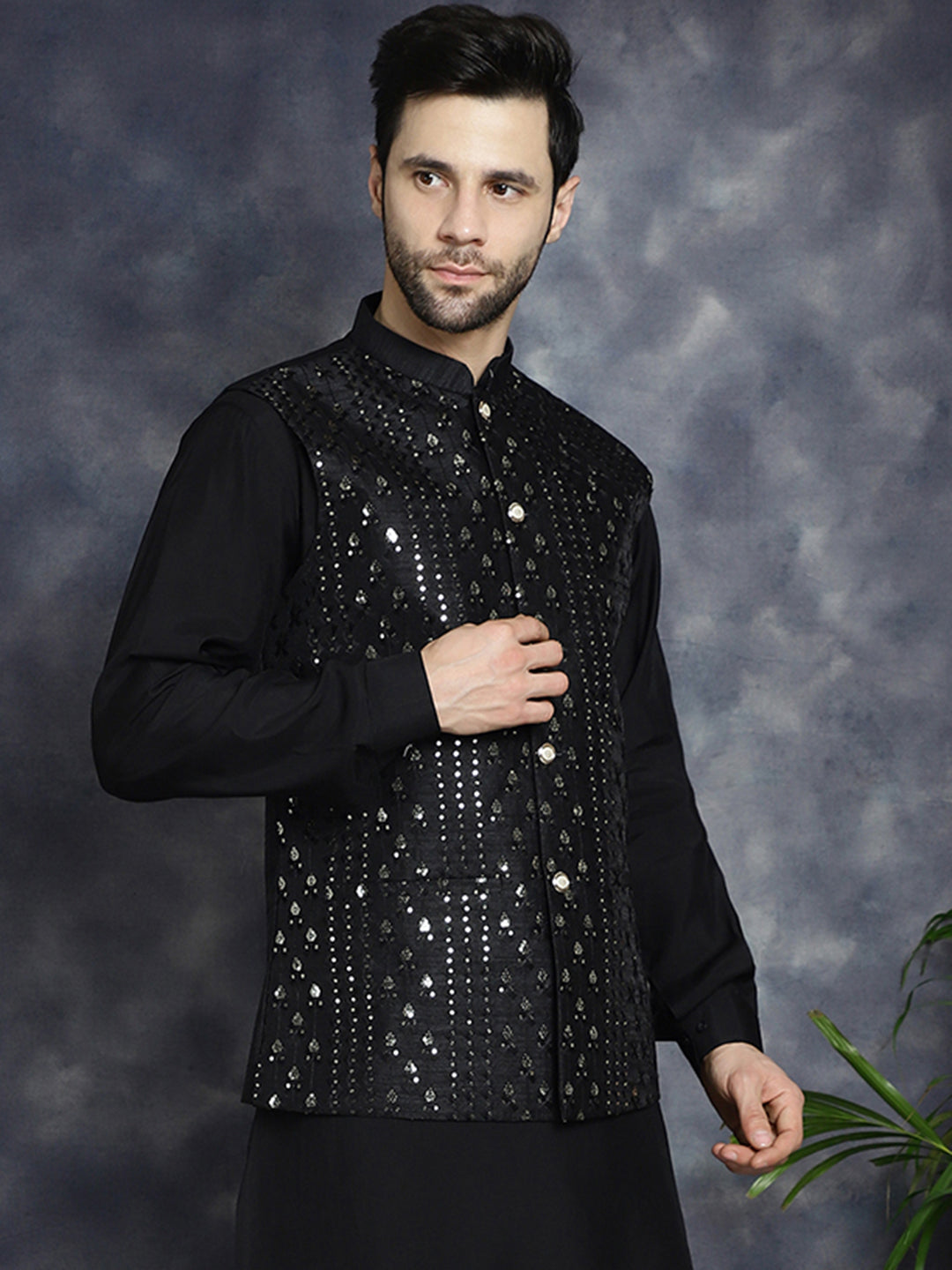 Black Nehru Jacket for men