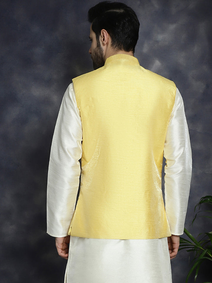 Yellow Nehru Jacket for men