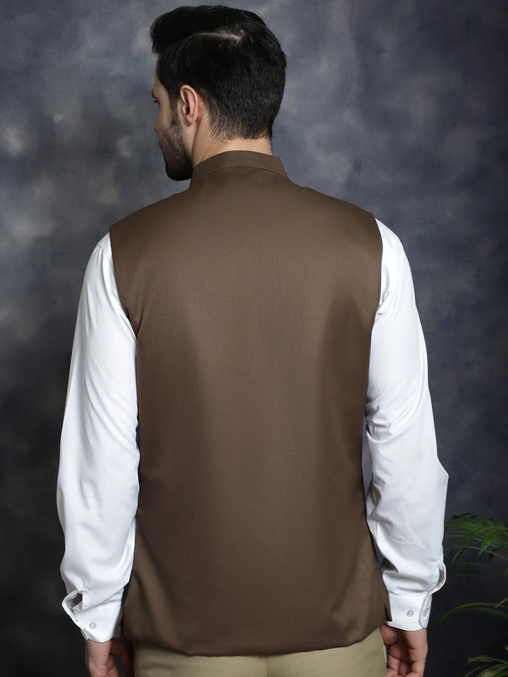 Brown Nehru Jacket for men