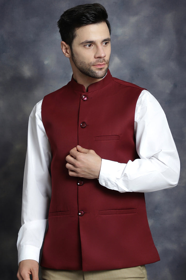 Maroon Indian Waistcoat for men