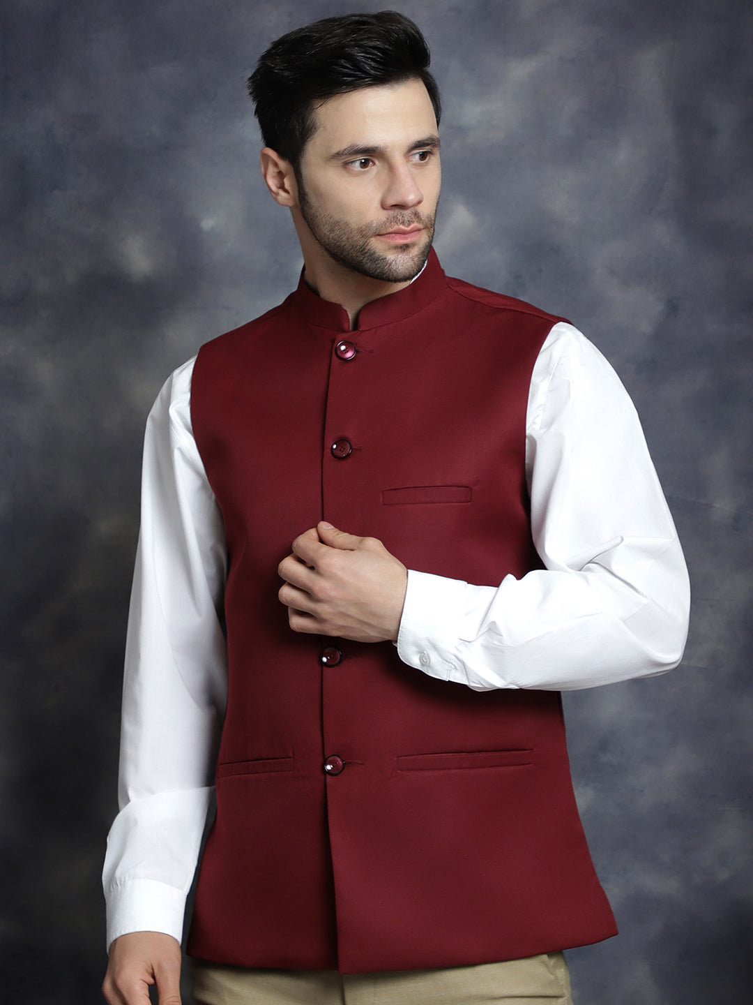 Maroon Indian Waistcoat for men