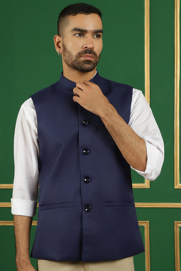 Navy Blue Indian Waistcoat for men