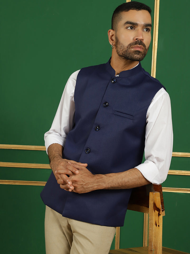Navy Blue Nehru Jacket for men