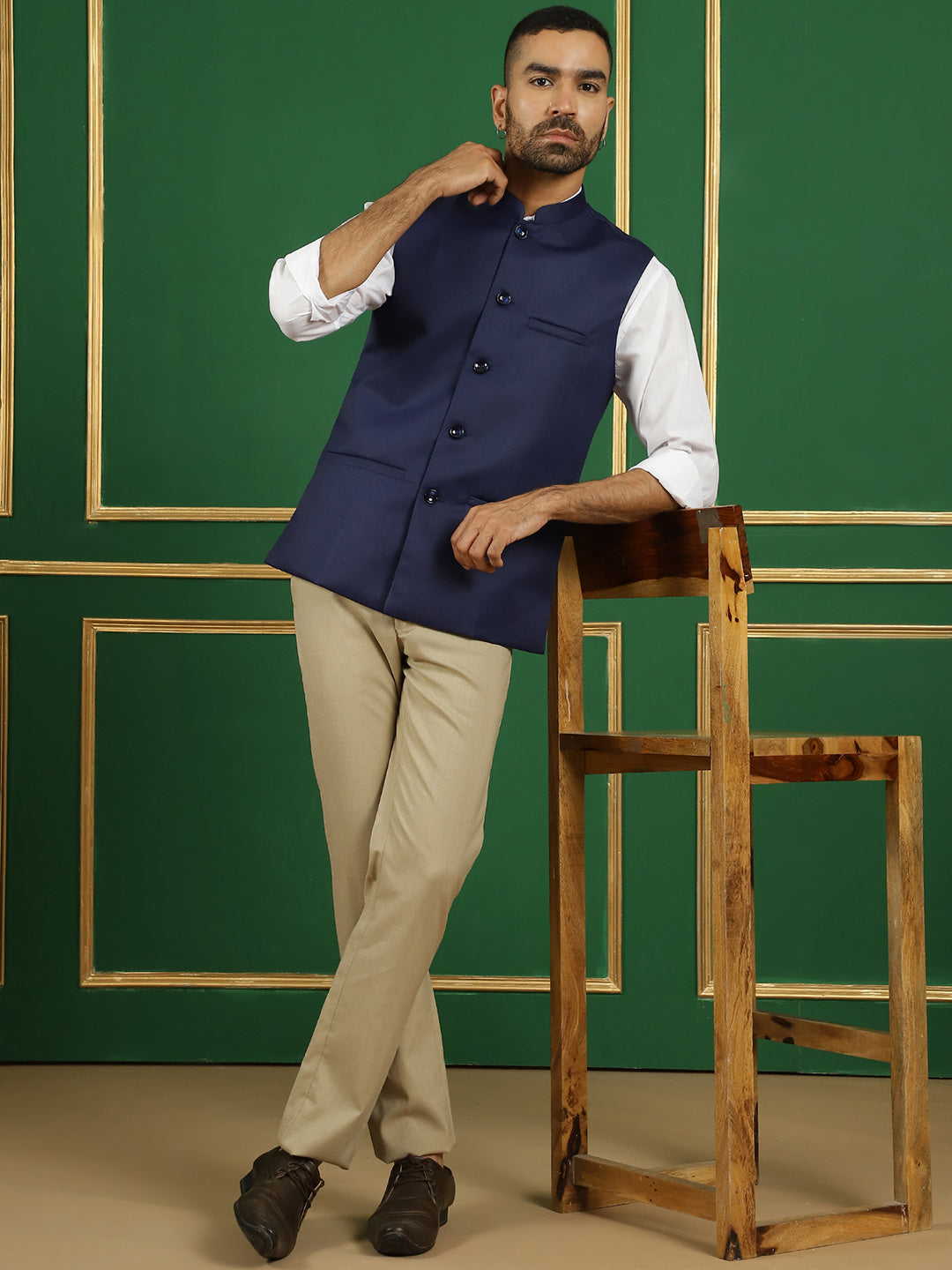 Navy Blue Nehru Jacket for men