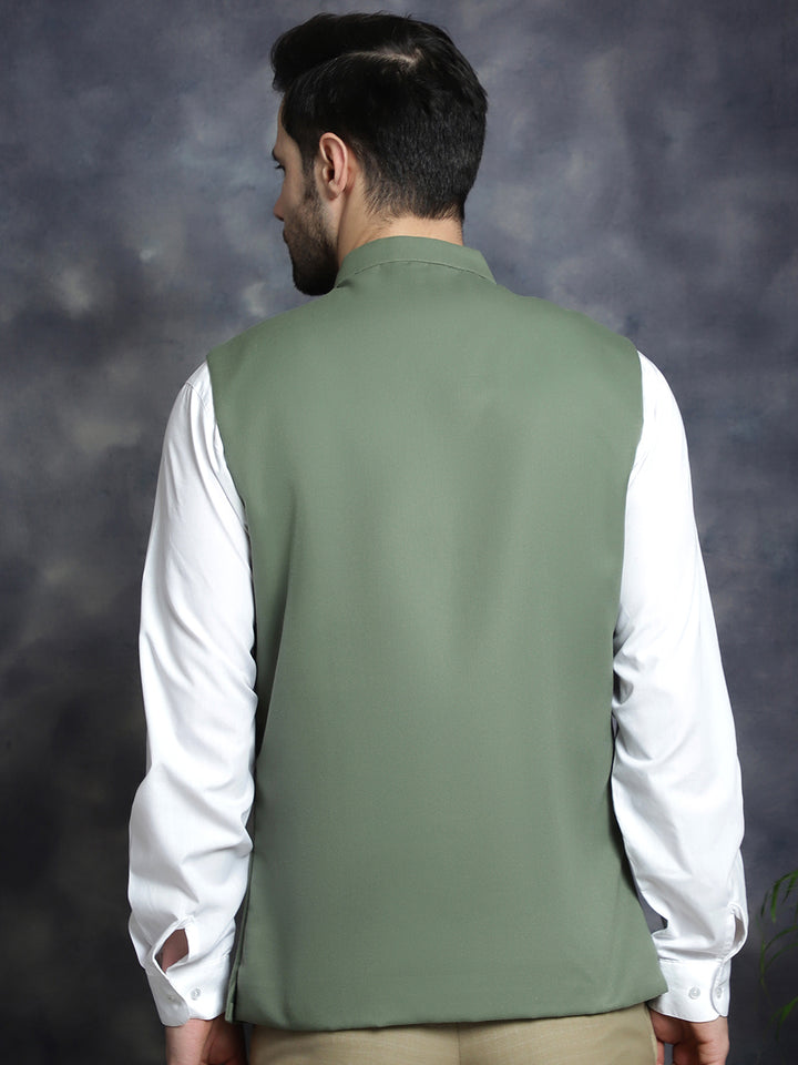 Green Nehru Jacket for men