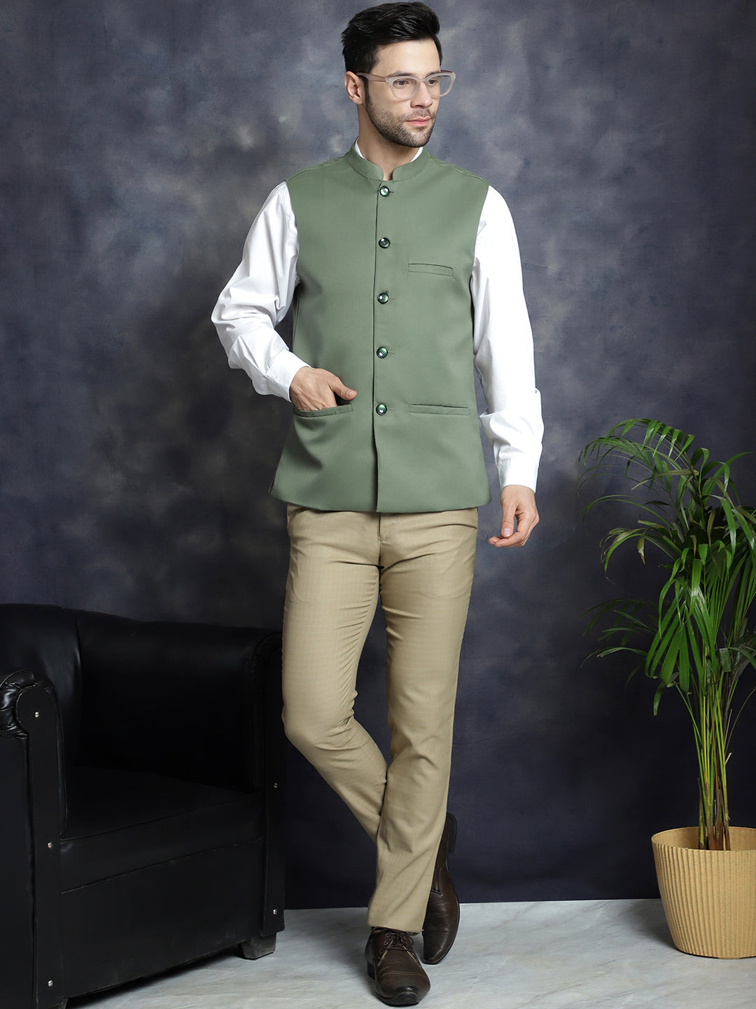 Green Indian Waistcoat for men