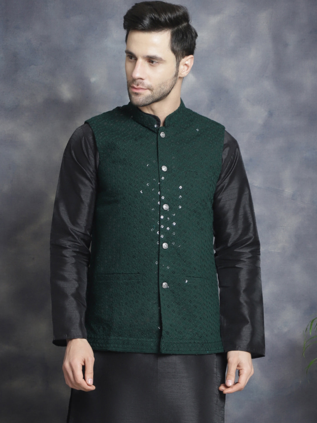 Olive Indian Vest for men