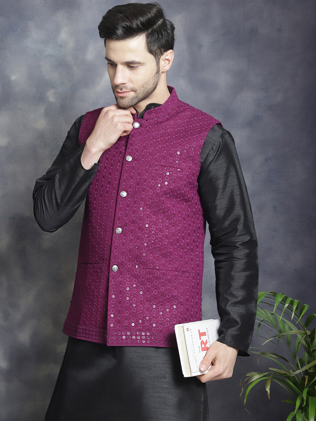 Purple Indian Waistcoat for Men
