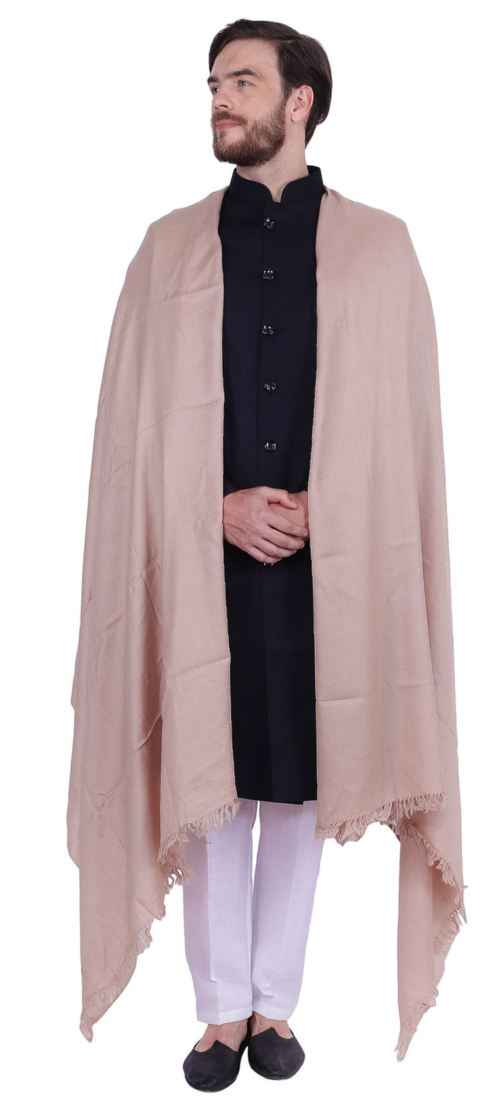 Large Prayer Shawl Pure Wool Wrap India Clothing Men Women (Brown)