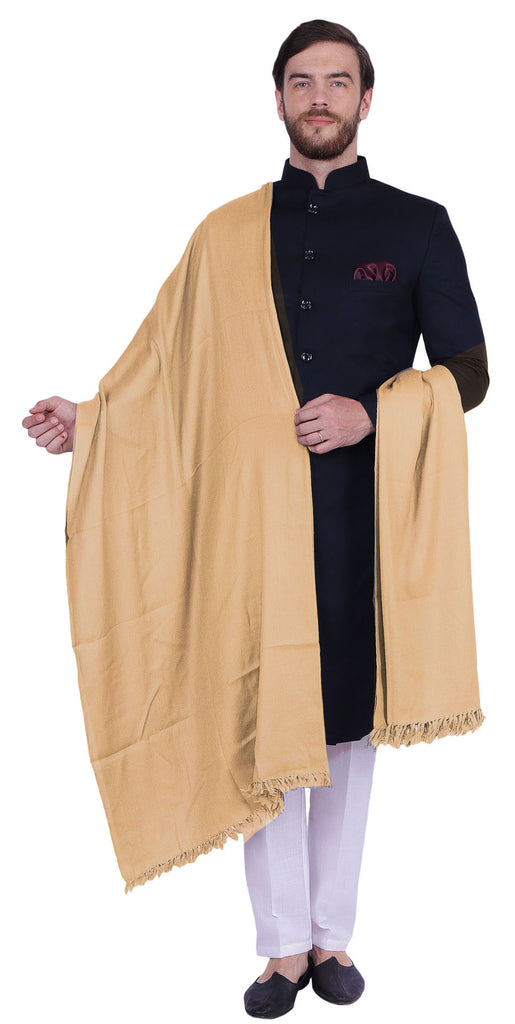 Large Pure Wool Prayer Shawl Indian Wrap Mens Winter Clothing (Brown)