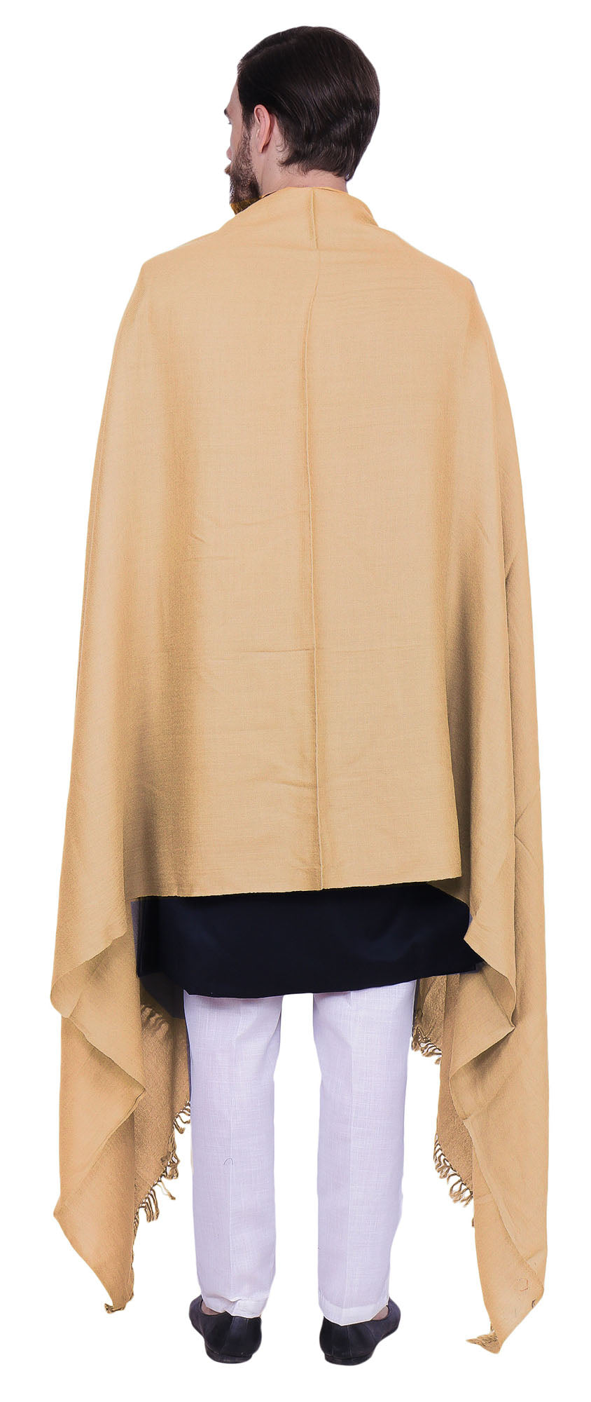 Large Pure Wool Prayer Shawl Indian Wrap Mens Winter Clothing (Brown)