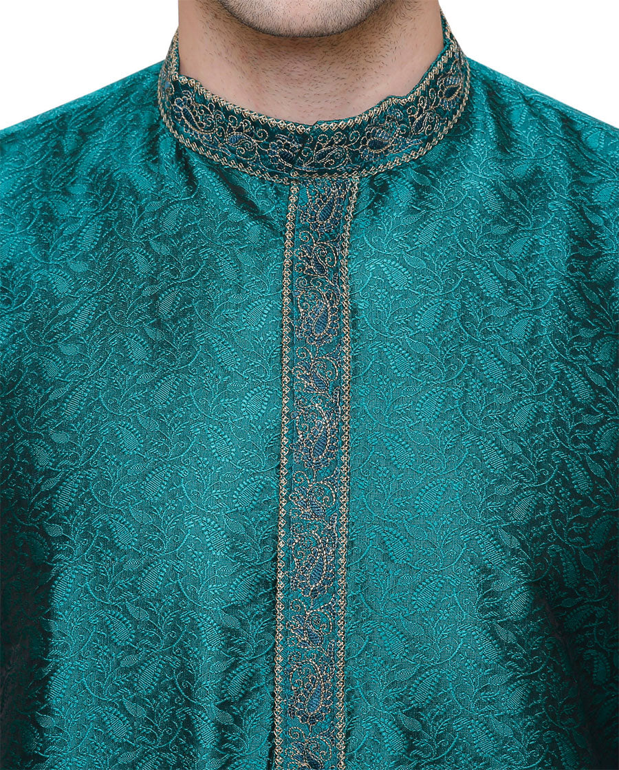 Maple Clothing Men's Kurta Pajama Set - Brocade Silk Indian Ethnic Wear For Weddings, Diwali & Eid