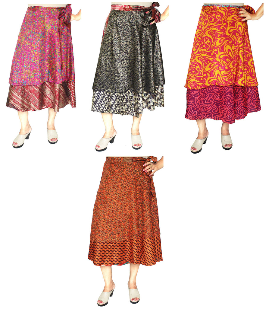 Wholesale Two Layer Women's India Sari Magic Wrap Around Skirt (Long, Pack  of 3) at Amazon Women's Clothing store