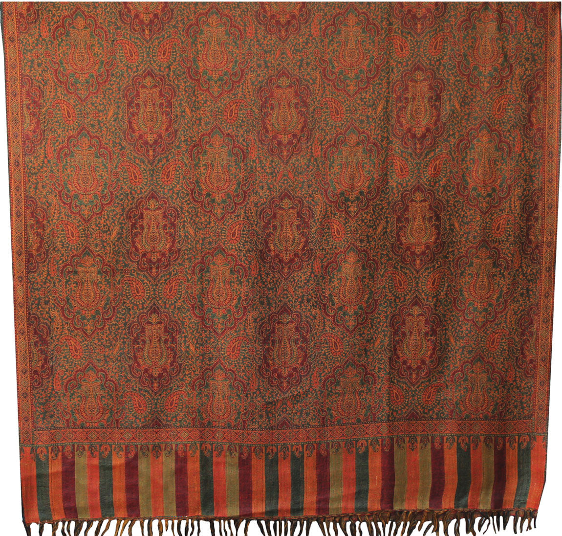 thumbnail image 2 of Women's Oversized Cashmere Wool Blend Shawl Wrap – Bottle Green Indian Throw Blanket (80x40) 2 of 4