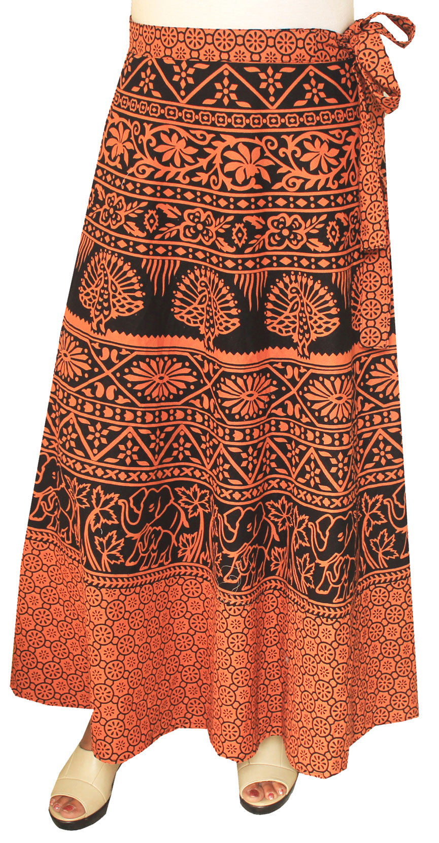 Block Print Long Skirt Wrap Around Cotton Indian Clothes – Maple