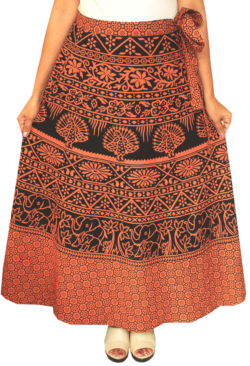 Block Print Long Skirt Wrap Around Cotton Indian Clothes – Maple